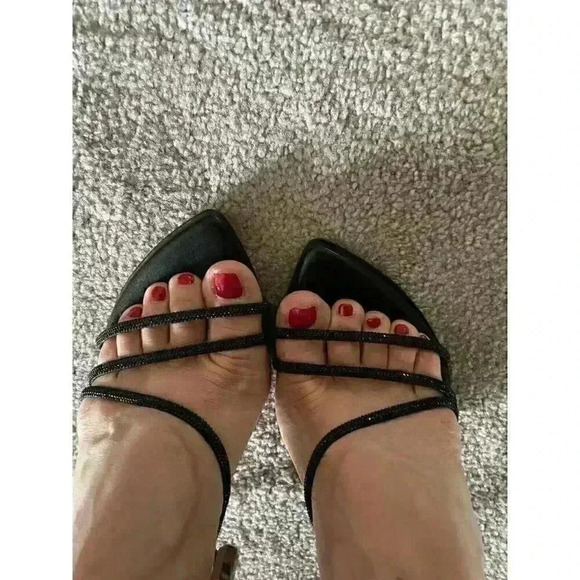 IRO PARIS IDO High Black Strass Leather Sandal Heels Rhinestones Lace Up Sz 37/7 - Picture 14 of 14